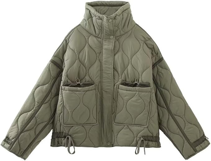 utcoco Womens Quilted Puffer Jacket Stand Collar Zip Up Padded Down Jacket with Pocket | Amazon (US)