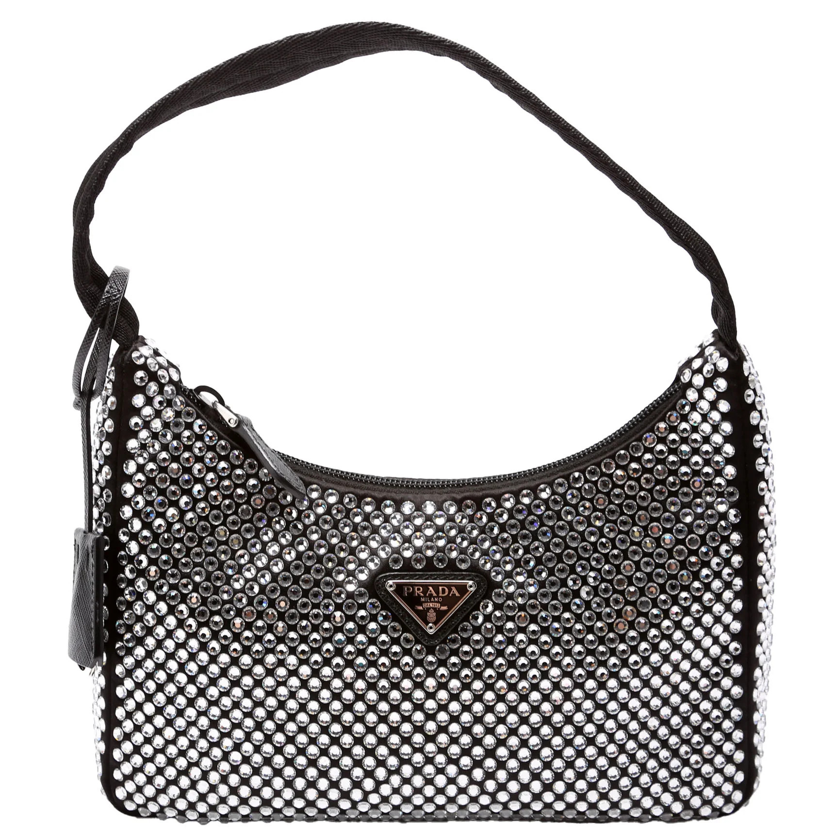 1BC515 Satin Crystal Re-Edition 2000 Mini Bag Black | Keeks Designer Handbags