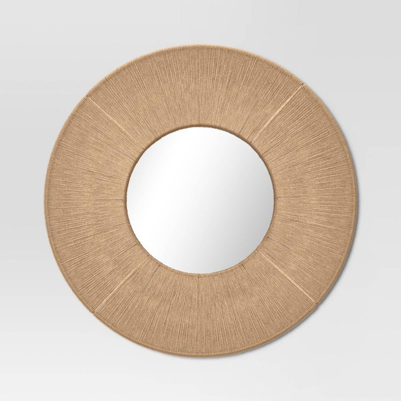 30" Round Jute Macrame Woven with 15" Round Mirror Wall Décor Brown - Threshold™ | Target