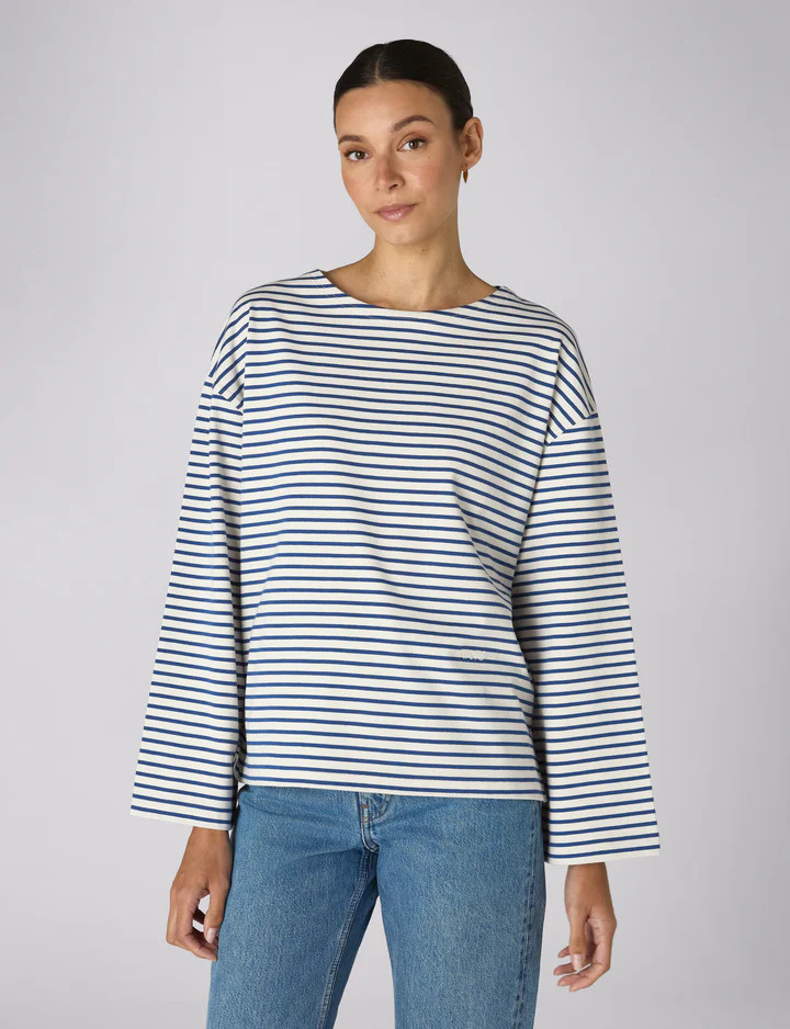 Harbour Breton: Cotton Jersey, Ecru and Blue Stripe | With Nothing Underneath