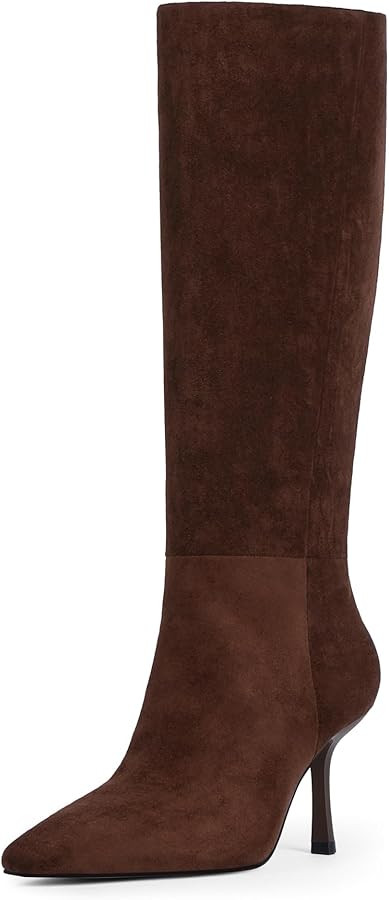 Modatope Knee High Boots Women Square Toe Stiletto Tall Boots Side Zipper Dressy Boot for Women | Amazon (US)