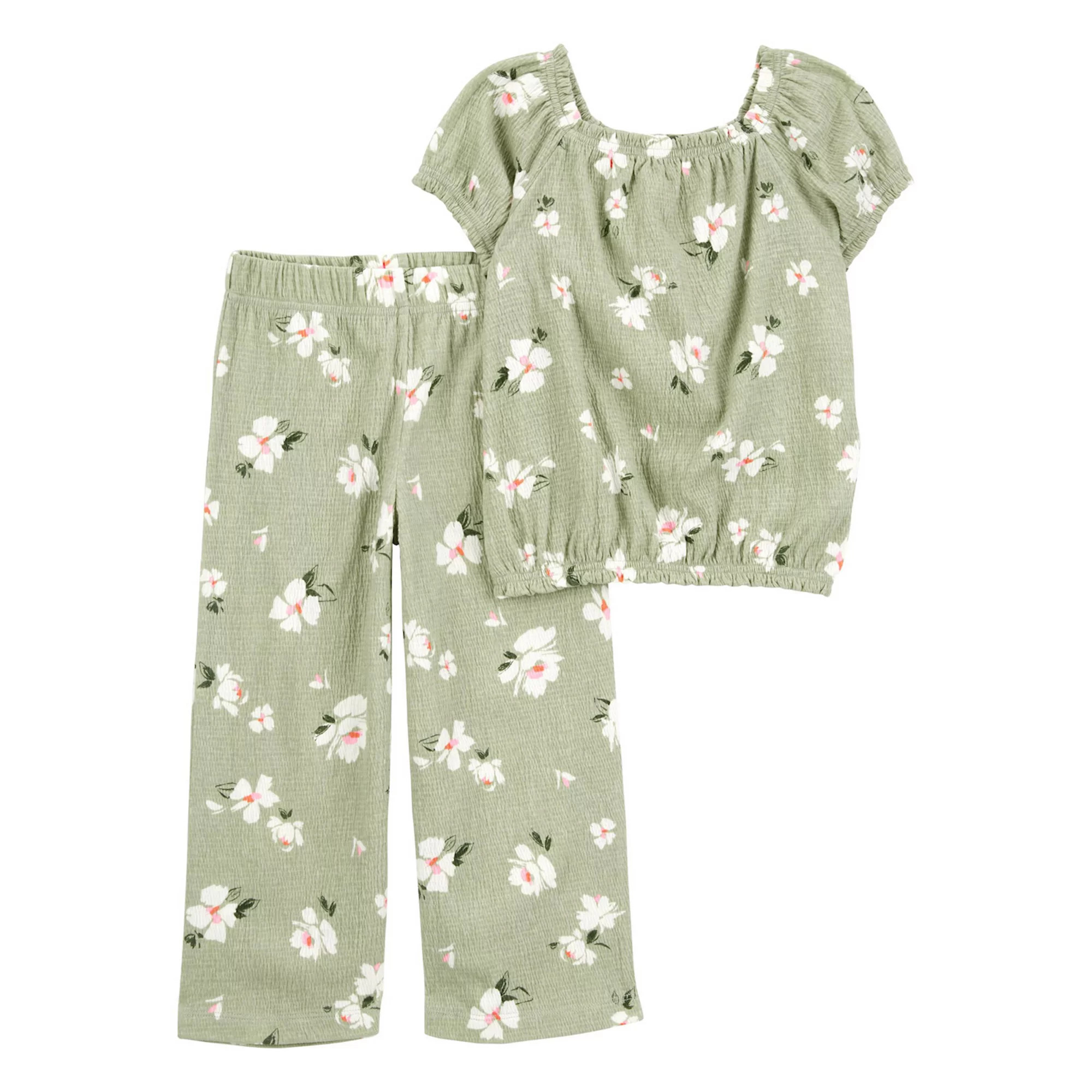 Baby Carter's 2-Piece Floral Short Sleeve Top and Pull-On Pants Set | Kohl's