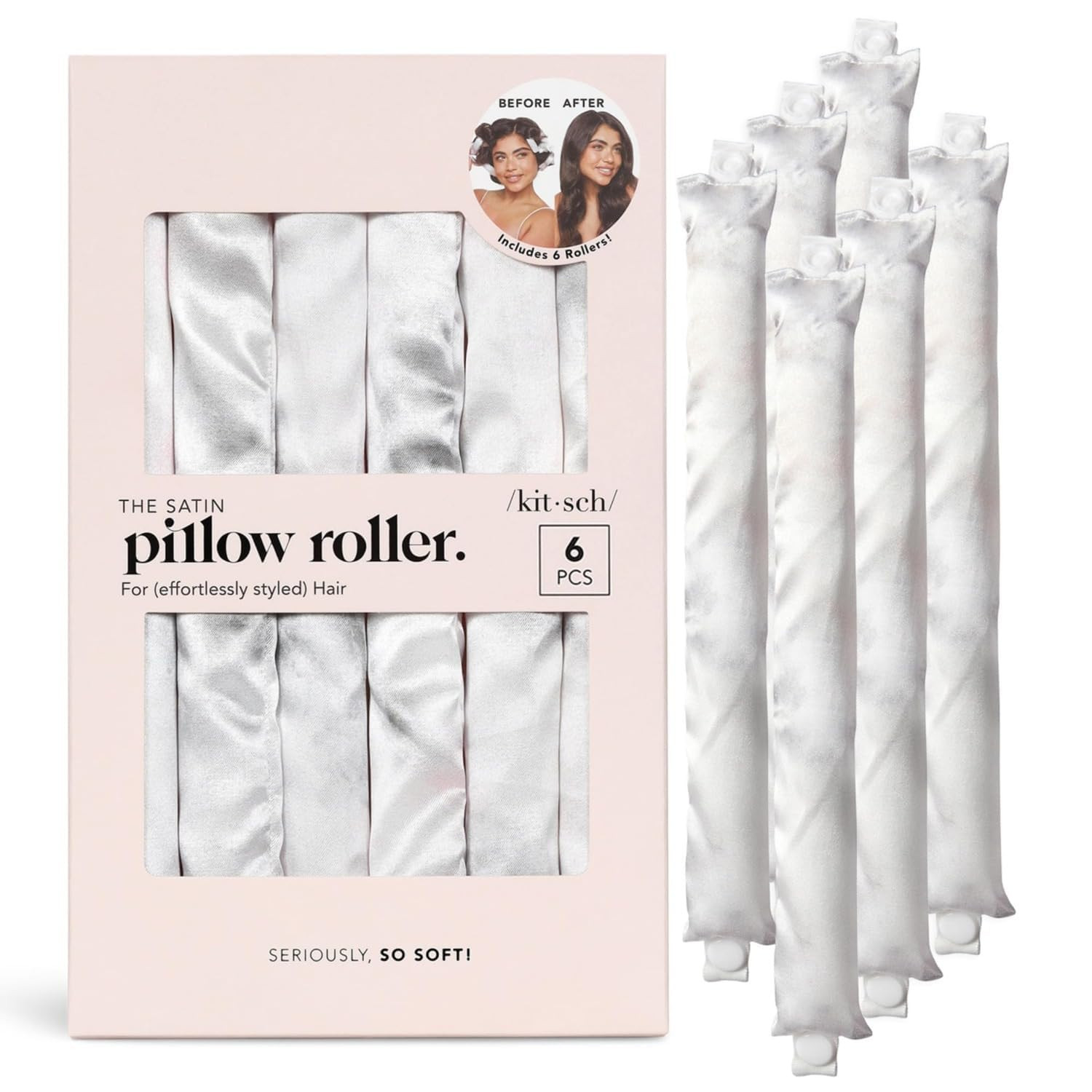 Kitsch Satin Pillow Rollers - Soft Rollers Softer than Silk for All Hair Types, Flexible Heatless... | Amazon (US)