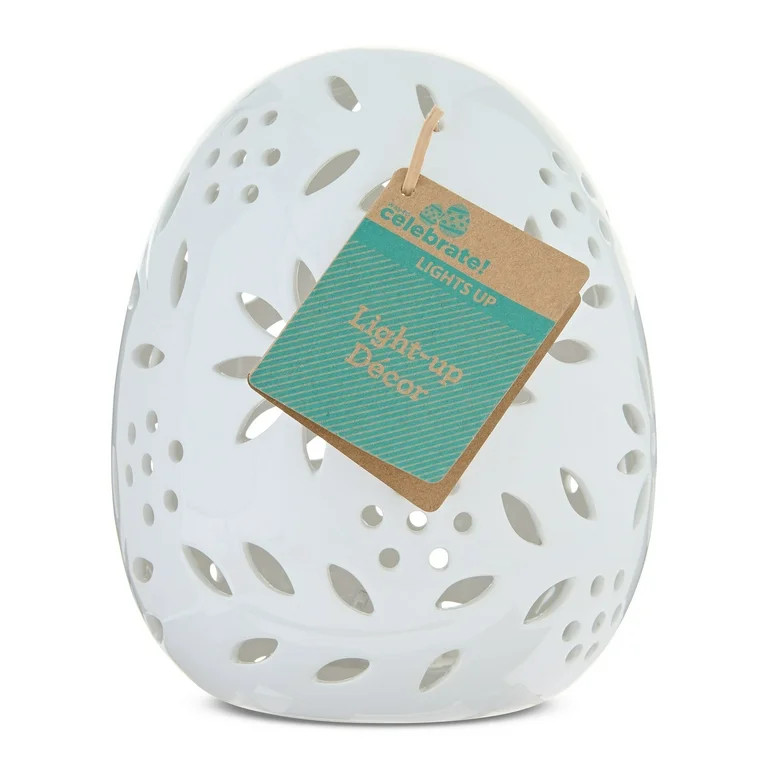 Large Light-Up Ceramic Egg Decoration, White, Easter by Way To Celebrate | Walmart (US)