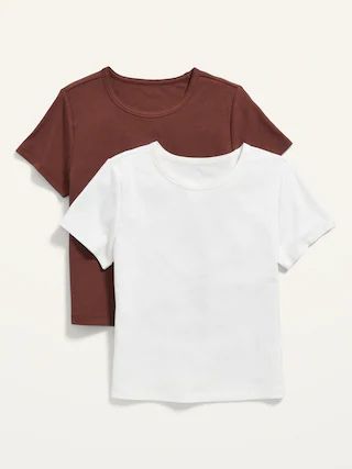 Fitted Cropped Rib-Knit T-Shirt 2-Pack for Women | Old Navy (US)