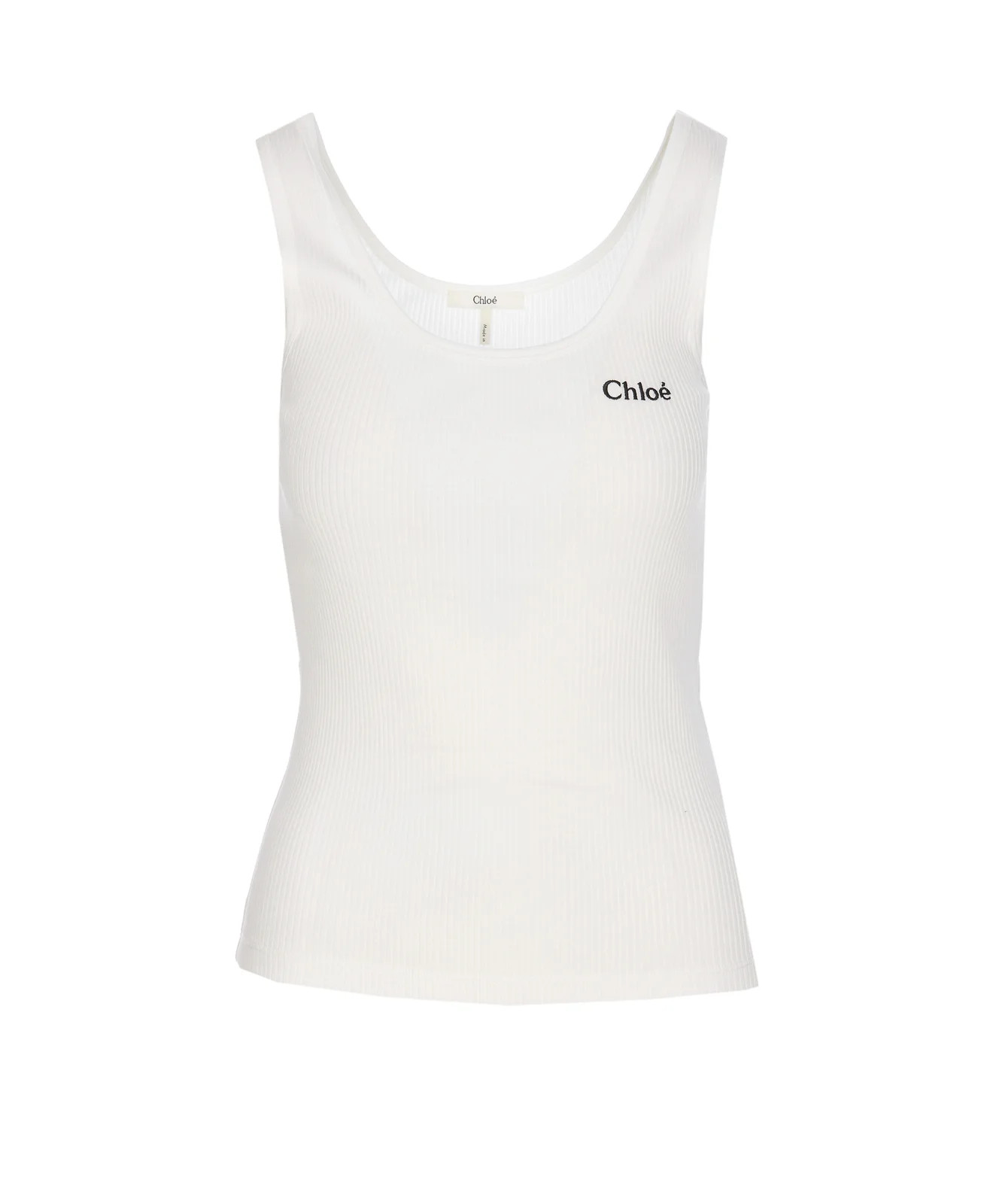 Chloé Logo Embroidered Ribbed Tank Top | Cettire Global