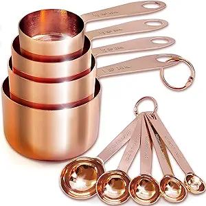AGRUS Measuring Cups and Spoons Set of 9, Stainless Steel, Dry and Liquid Ingredients | Amazon (US)