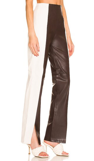 The Hanriette Leather Pant in Brown & Ivory | Revolve Clothing (Global)
