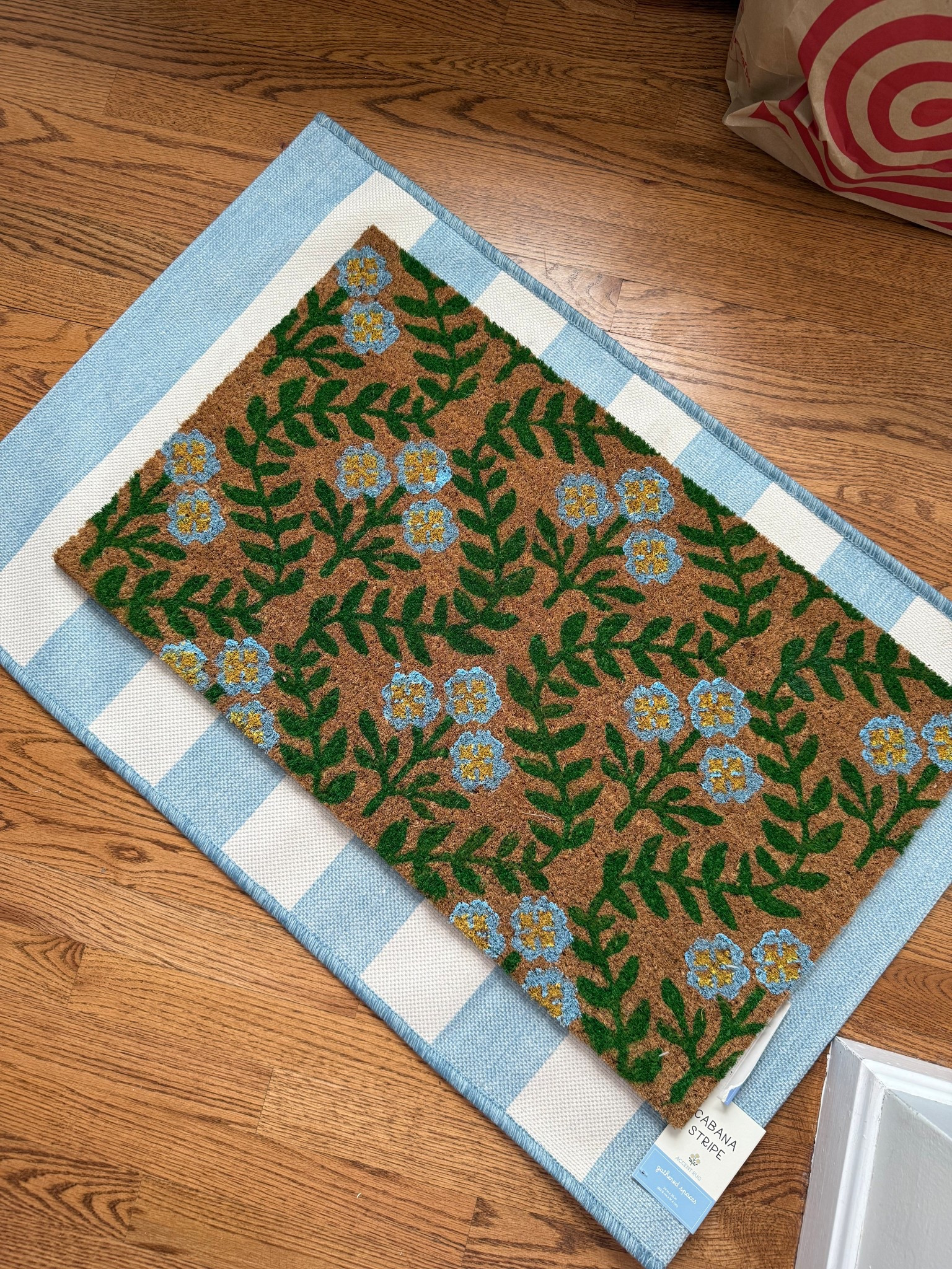 Obsessed with these two door mats layered for a pop of color 

#LTKSeasonal #LTKHome