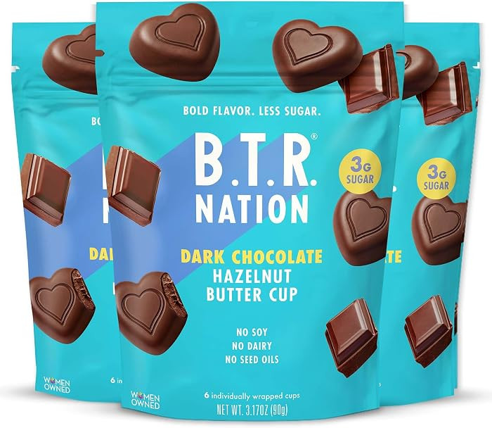 B.T.R. Nation - Dark Chocolate Hazelnut Butter Cups - Superfood Candy Date Sweetened 0g Refined S... | Amazon (US)