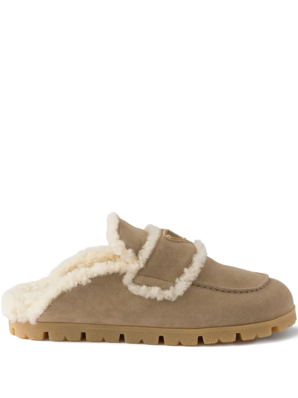 shearling logo-plaque mules | Farfetch Global