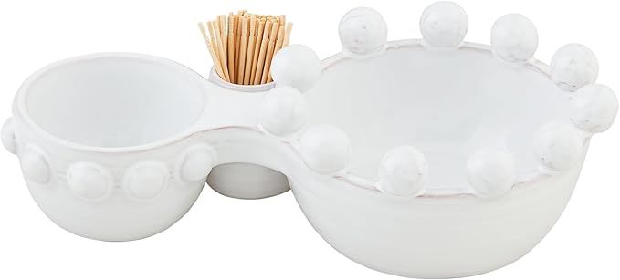 Mud Pie Beaded Double Dip Pick Set, server 4 3/4" x 8 3/4", WHITE | Amazon (US)