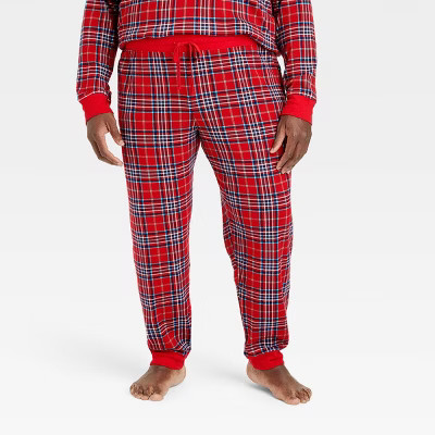 Men's Plaid Cotton Ribbed Holiday Matching Family Pajama Pants - Wondershop™ Red | Target