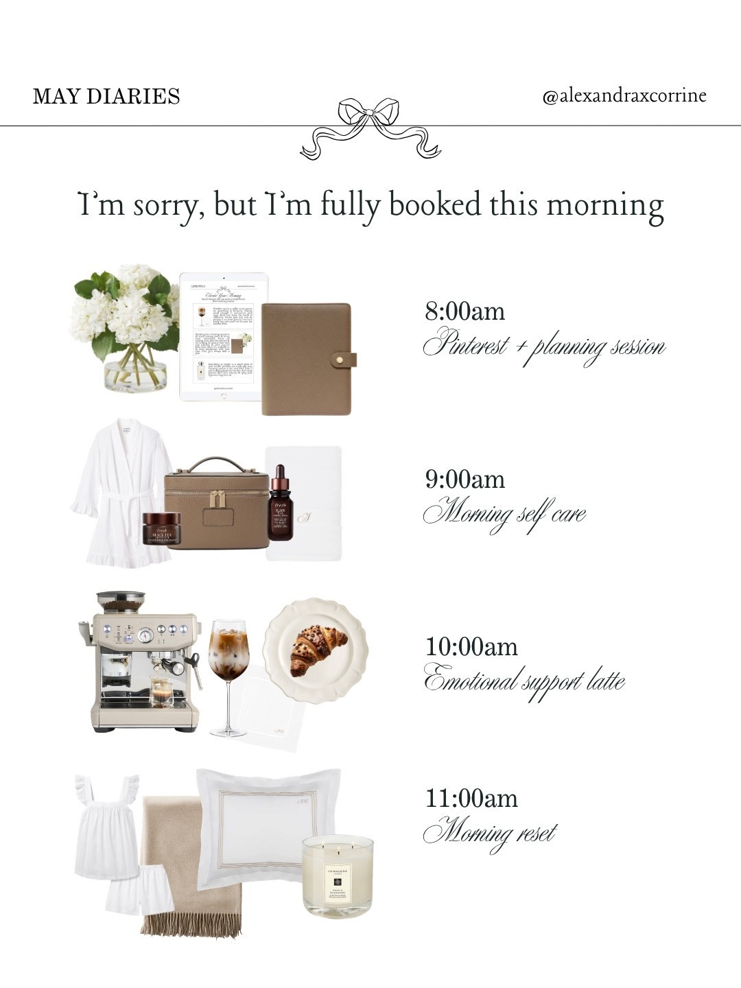 I am fully booked this morning… ☕️🤍

#selfcareaesthetic #luxuryaesthetic #chicliving #elegantliving #pinterestinspo 

[ self care aesthetic, self care morning, morning latte therapy, homebody lifestyle, Ralph Lauren summer aesthetic, cozy at home, chic girl luxury aesthetic, Pinterest mood board aesthetic ]

#LTKmorningroutine #LTKselfcare