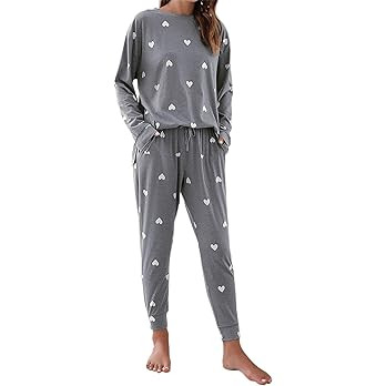 Blooming Jelly Womens Cute Pajama Sets Long Sleeve Heart Printed Lounge Set Pockets Two Piece Out... | Amazon (US)