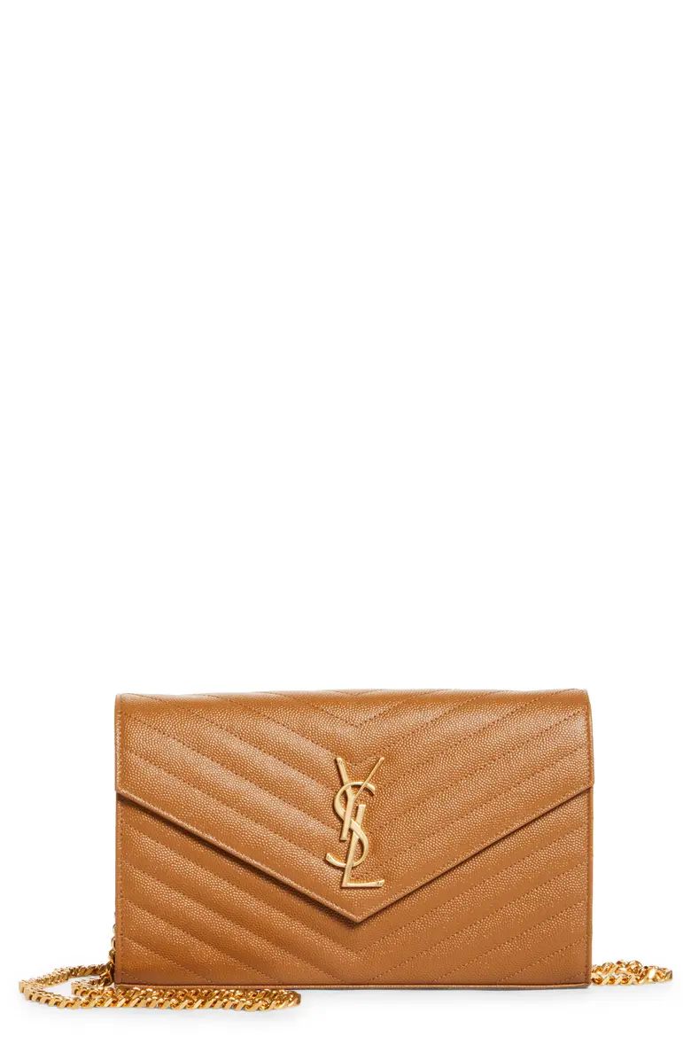 Saint Laurent Large Monogram Quilted Leather Wallet on a Chain | Nordstrom | Nordstrom
