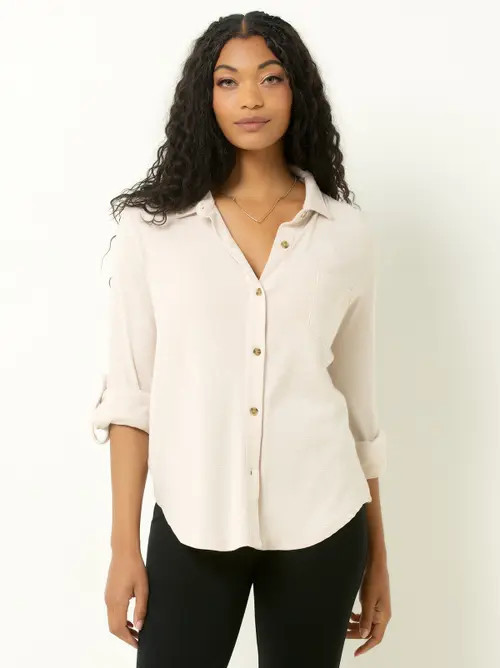 Single Stitch Knit Button-Up Shirt in Pink Shadow at Nordstrom, Size Medium | Nordstrom