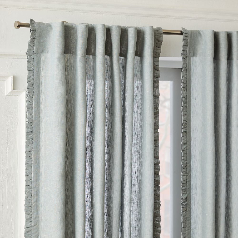 Ruffle Linen Light-Filtering Curtain | West Elm (US)