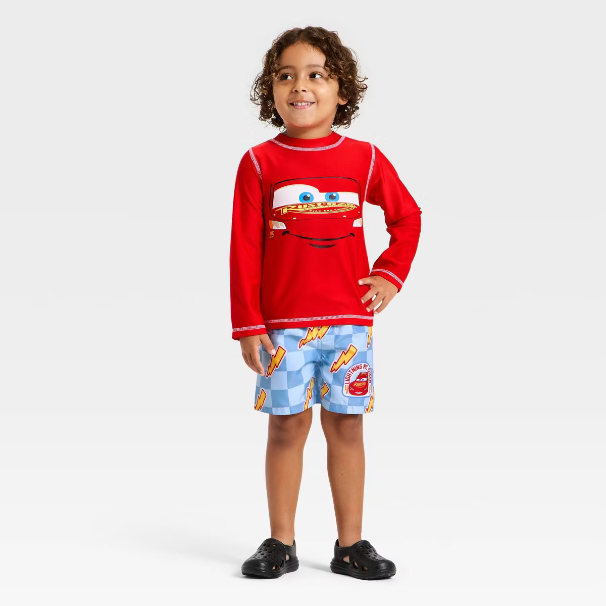 Toddler Boys' Cars Lightning McQueen Long Sleeve Rash Guard Set - Red | Target