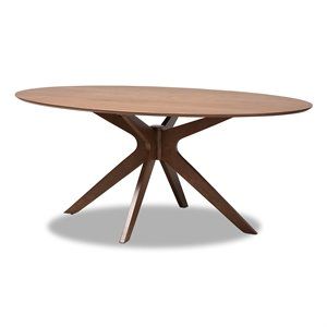 Bowery Hill Modern Walnut Browned Wood 71-Inch Oval Dining Table | Cymax