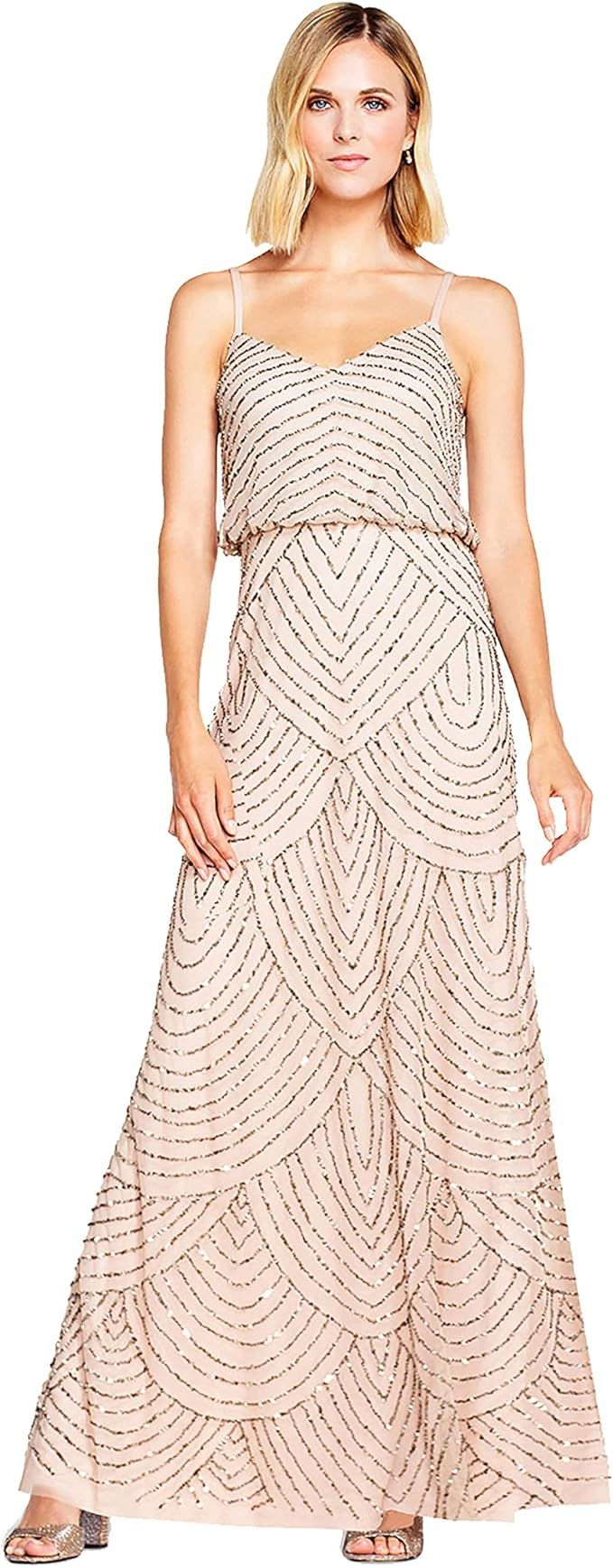 Adrianna Papell Women's Long Beaded Blouson Gown | Amazon (US)