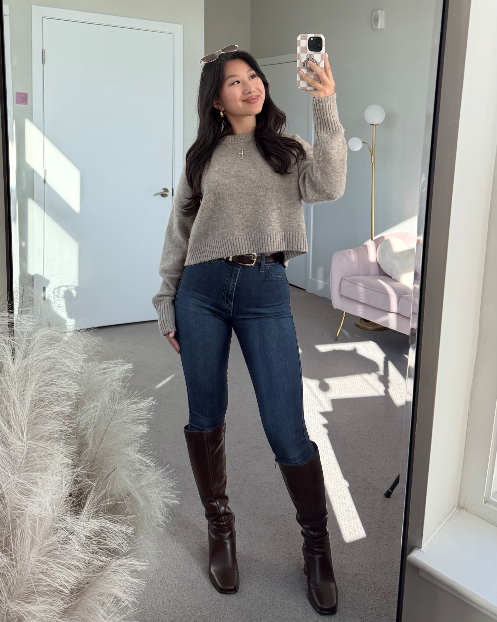 Exact Skinny Jeans: Fashionnova “Classic High Waist Skinny Jeans - Dark Denim,” size 0 (can’t link)
Linking similar pieces
Brown Knee High Boots: true to size

How to style, outfit idea, style tips, ootd, skinny jeans, GRWM, fashion trend, fall fashion 

#LTKFindsUnder50 #LTKStyleTip #LTKSeasonal