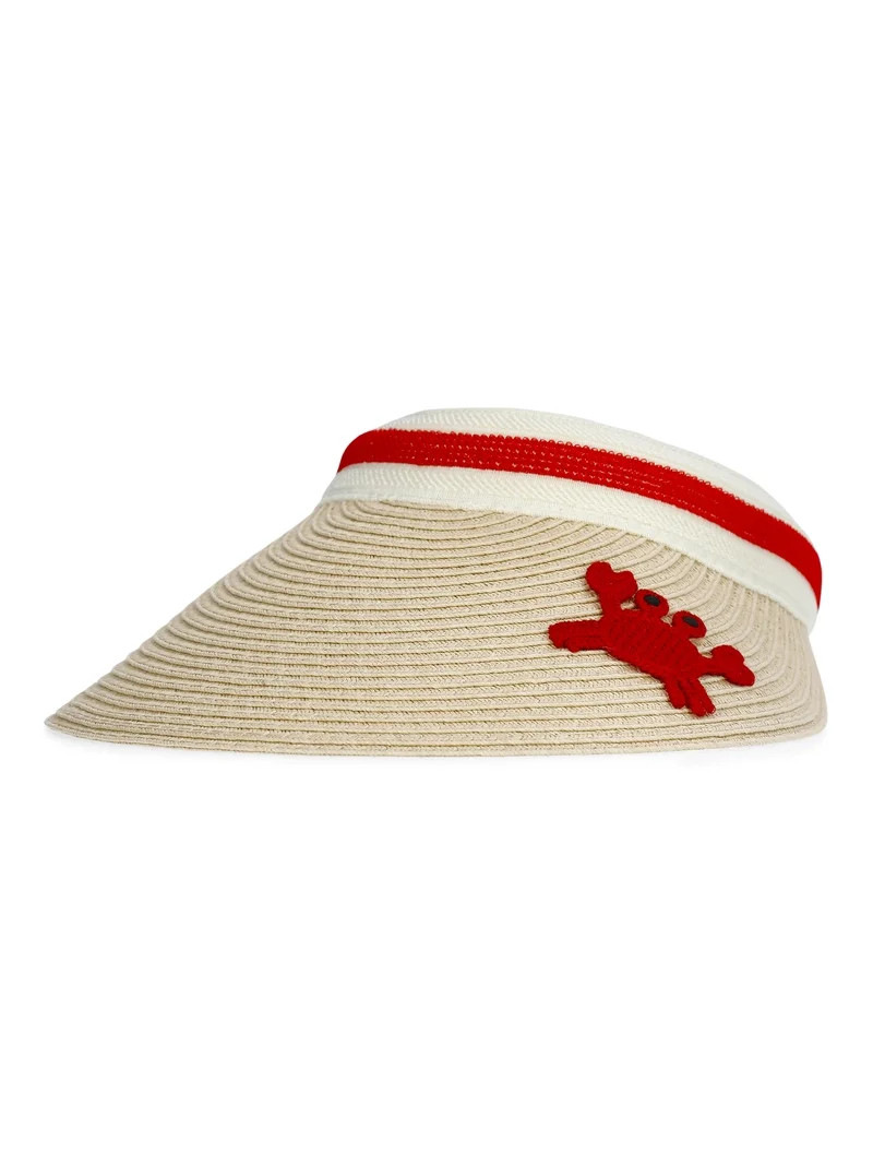 No Boundaries Straw Visor, Women's, Red Crab | Walmart (US)