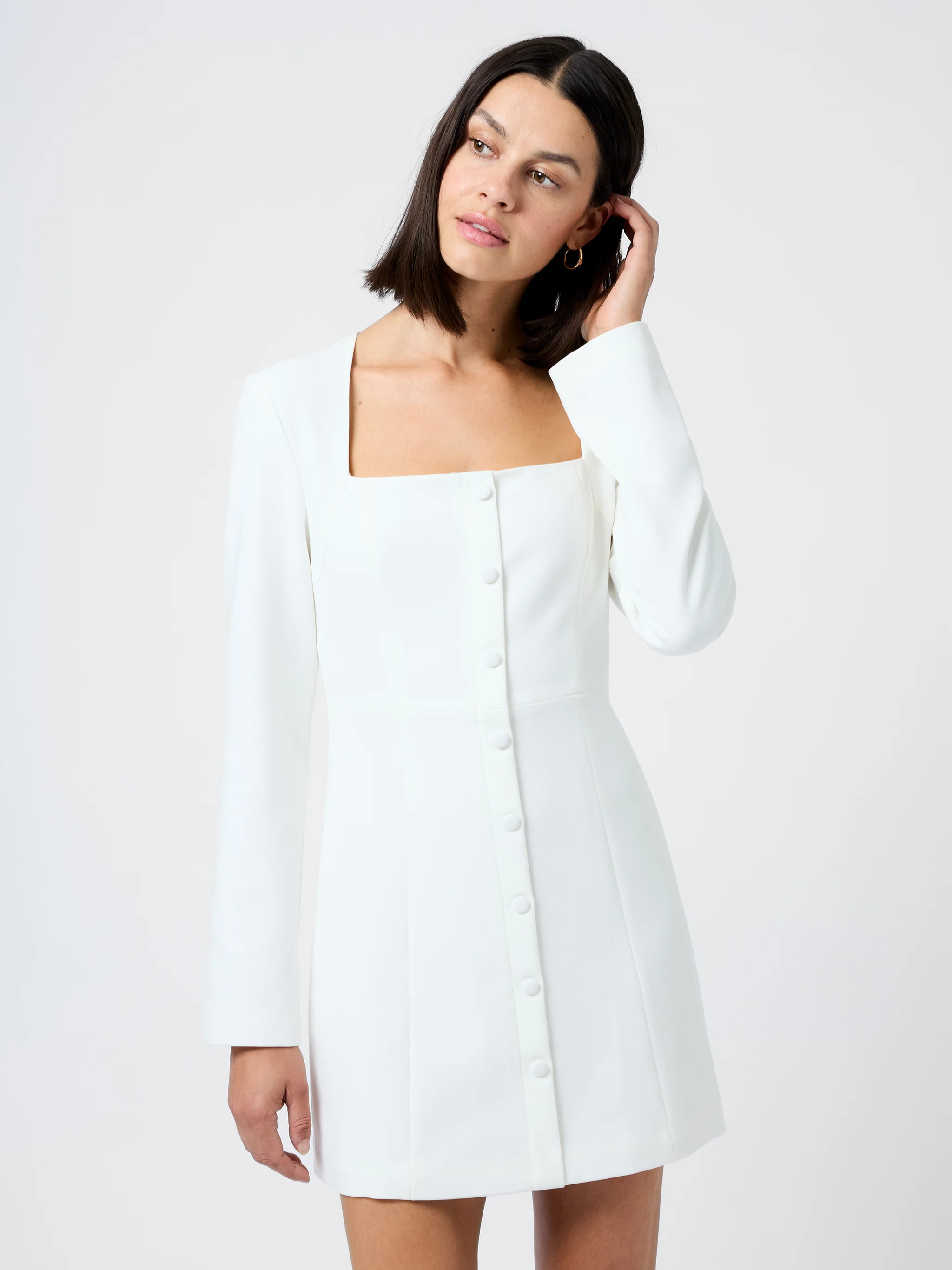 Whisper Square Neck Long Sleeve Mini Dress | French Connection (US)