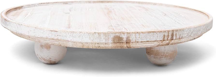 DAILY RITMO White Round Wood Tray Riser | Wooden Farmhouse Pedestal Stand for Decor & Display | W... | Amazon (CA)