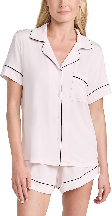 Eberjey Gisele Relaxed Short PJ Set - Sorbet Pink/Black | Amazon (US)