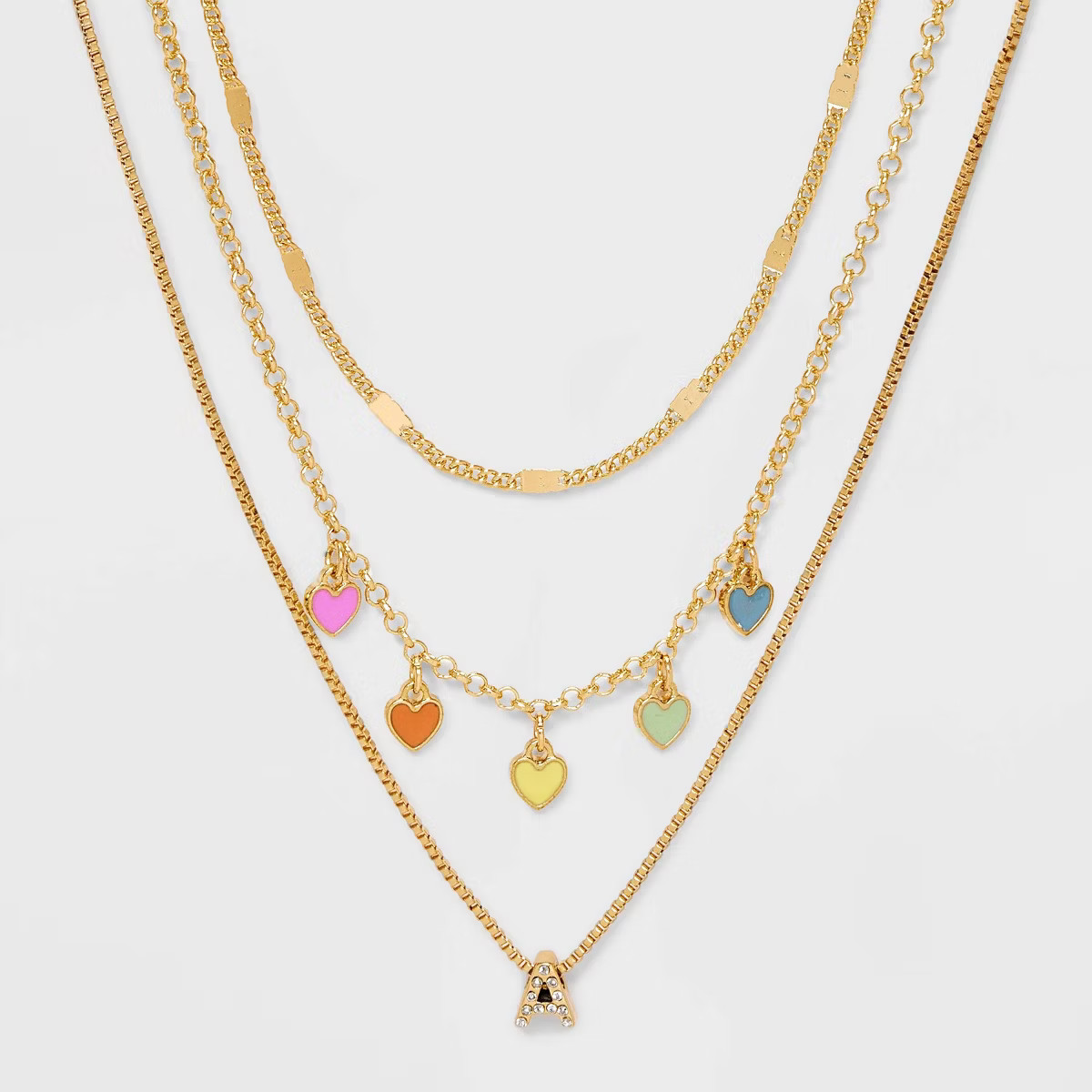 Girls' Multi Hearts Initial Necklace Set - art class™ | Target