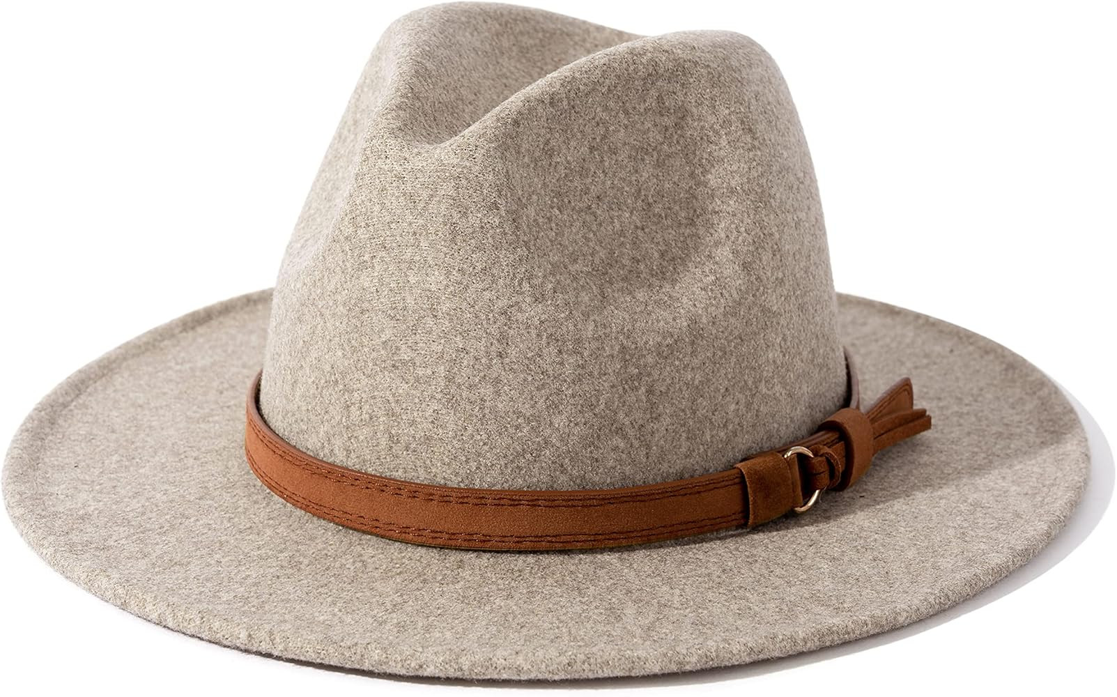 Lisianthus Womens Classic Wool Fedora with Belt Buckle Wide Brim Panama Hat | Amazon (US)