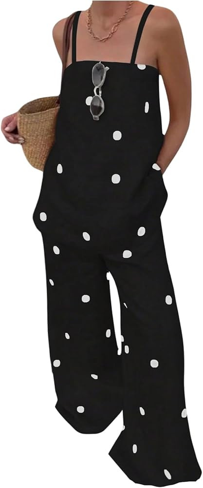 MakeMeChic Women's 2 Piece Outfits Polka Dots Spaghetti Strap Cami Top and Pants Summer Matching ... | Amazon (US)