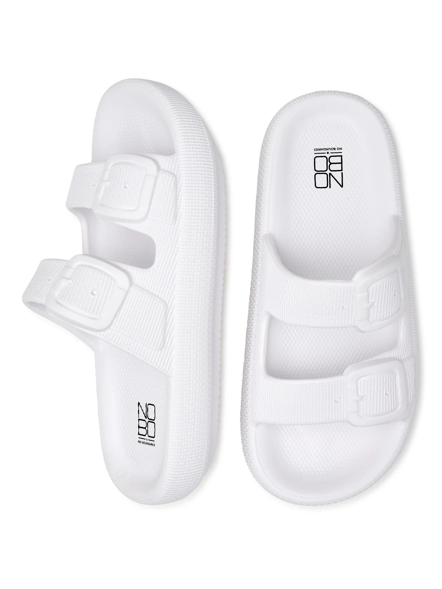 No Boundaries Women's Double Buckle Comfort Slide Sandals | Walmart (US)