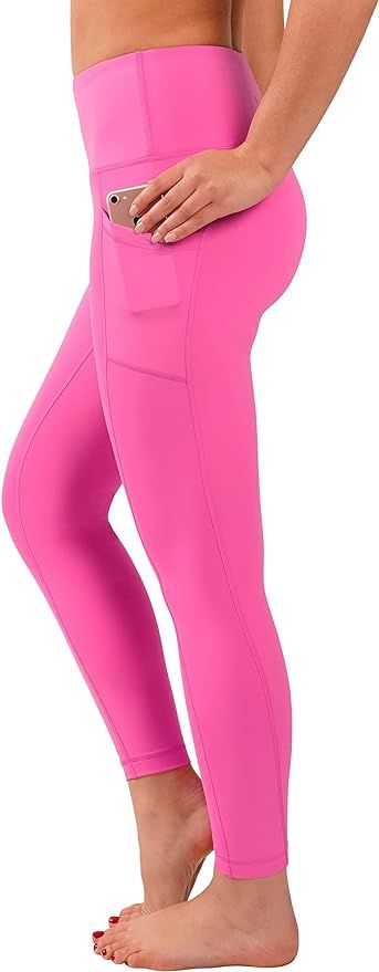 90 Degree By Reflex High Waist Tummy Control Squat Proof Ankle Length Leggings with Pockets | Amazon (US)