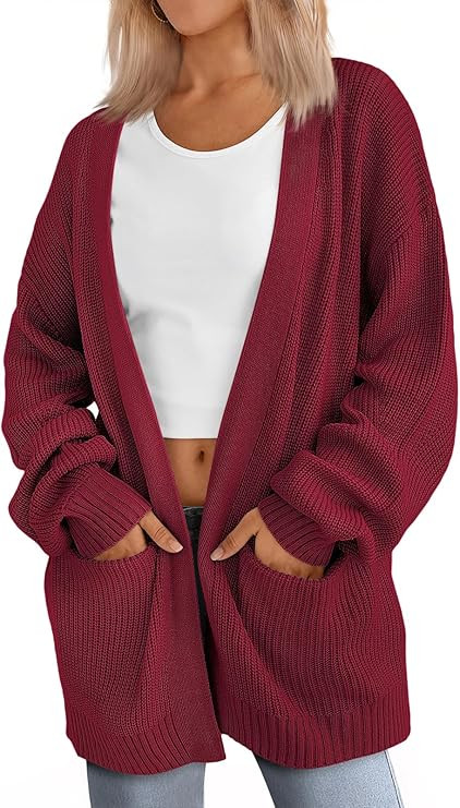 LILLUSORY Womens Oversized Cardigans Soft Knit Cardigan Sweater with Pockets | Amazon (US)