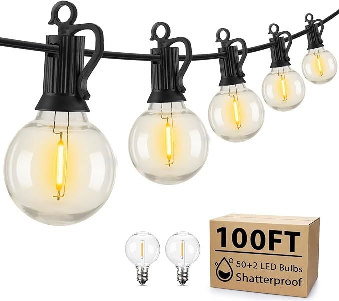 Brightown Outdoor String Lights, 100 Ft LED Patio Lights with 50 Shatterproof Bulbs, Waterproof B... | Amazon (US)