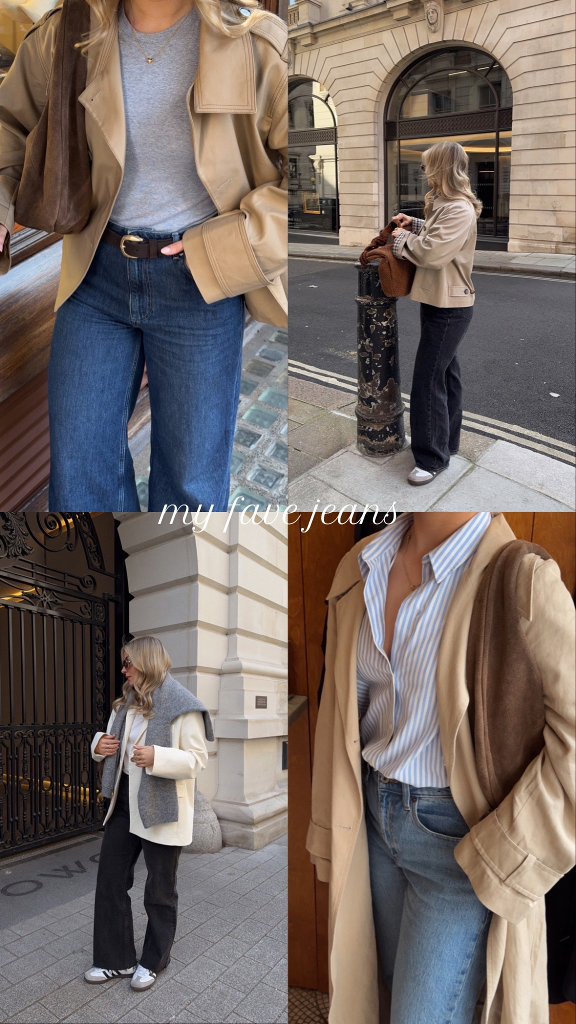 4 of my favourite pairs of jeans. Exact items linked down below with sizes  (click on item to see size I wear) 