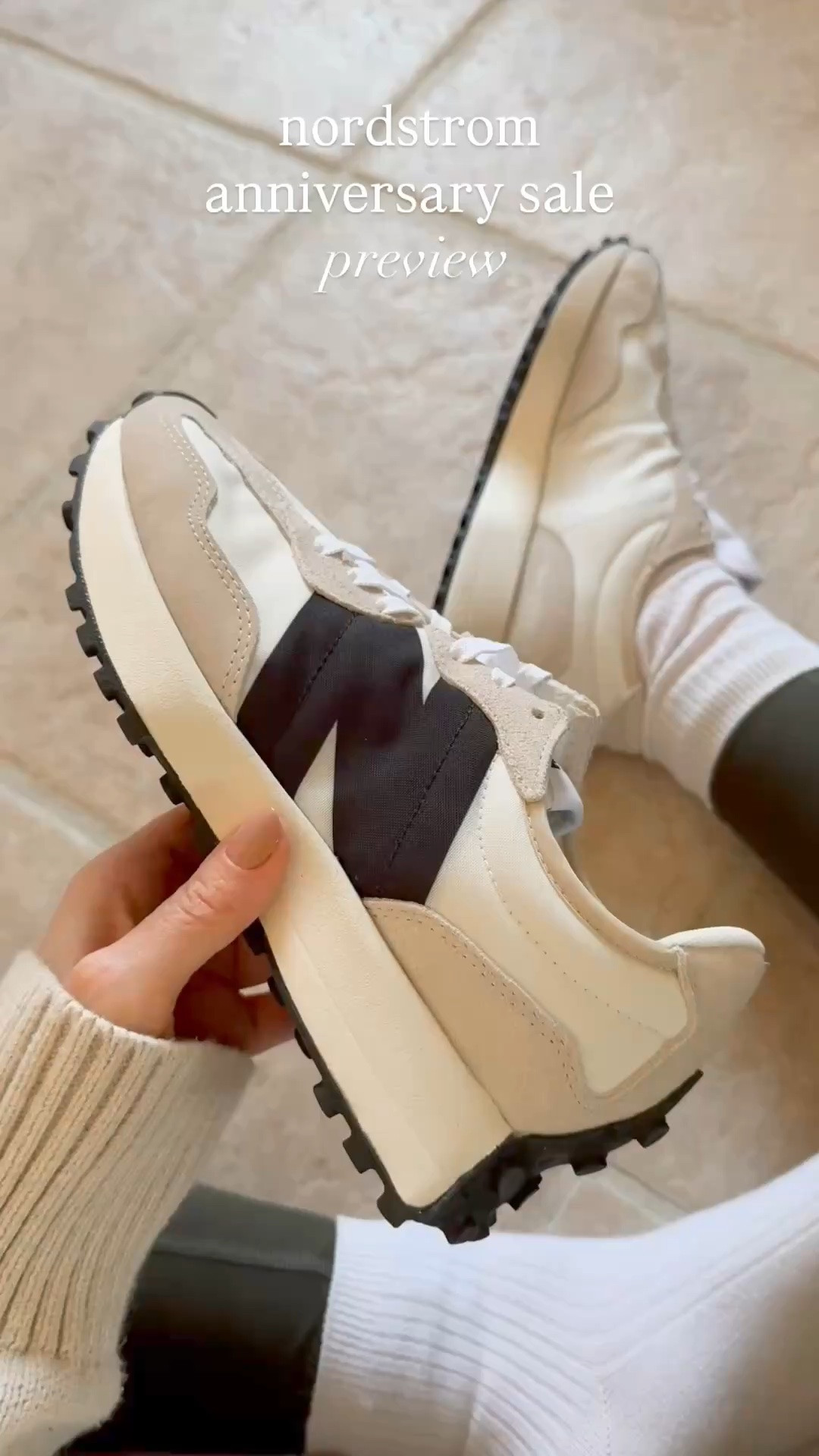 nordstrom anniversary sale 2026 preview 🤎 these new balance 327 sneakers are my FAVORITE everyday shoe. I purchased the olive color last year and wore them daily for my neighborhood dog walks. 

they are sooo comfy! easy to clean. tts (wearing my normal 7) and they look cute with casual attire too. 

this black pair is so classic and perfect for athleisure outfits in the winter.

#LTKSaleAlert #LTKootd #LTKfitnessgoals