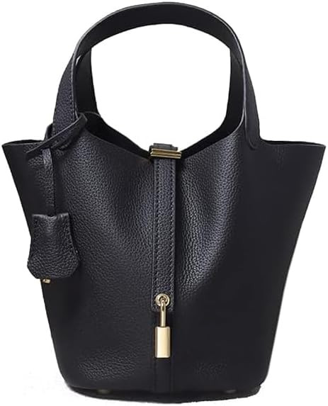 Womens Genuine Leather Bucket Tote Bag - Cowhide Leather Handbag for Work, Travel, and Everyday U... | Amazon (US)