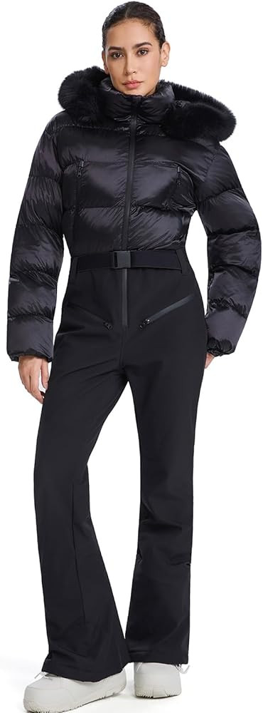 HOTIAN Women's One Piece Snowsuit, Waterproof Insulated Ski Jumpsuit with Faux Fur Collar for Ski... | Amazon (US)