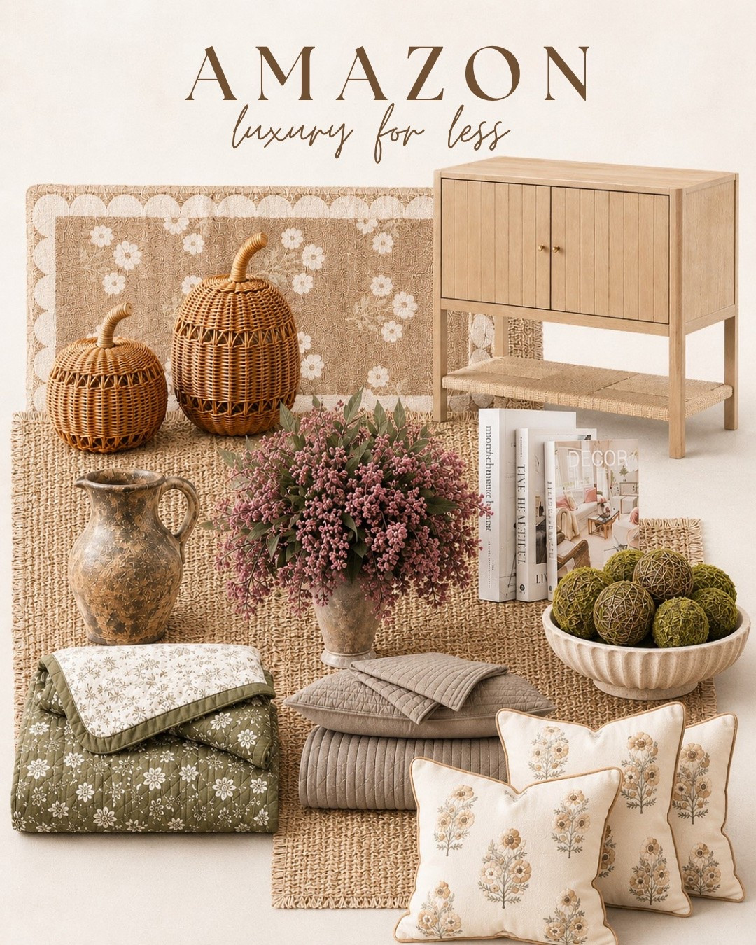 Amazon Luxury for Less 🤍 

If you love the cozy, collected look of high-end designer homes, these Amazon finds are for you! 🤍 Think warm wood tones, vintage-inspired florals, woven textures, moss accents, and timeless neutral decor—all with a luxury look for less. ✨ Save this post for your next home refresh!

#LTKSeasonal #LTKHome