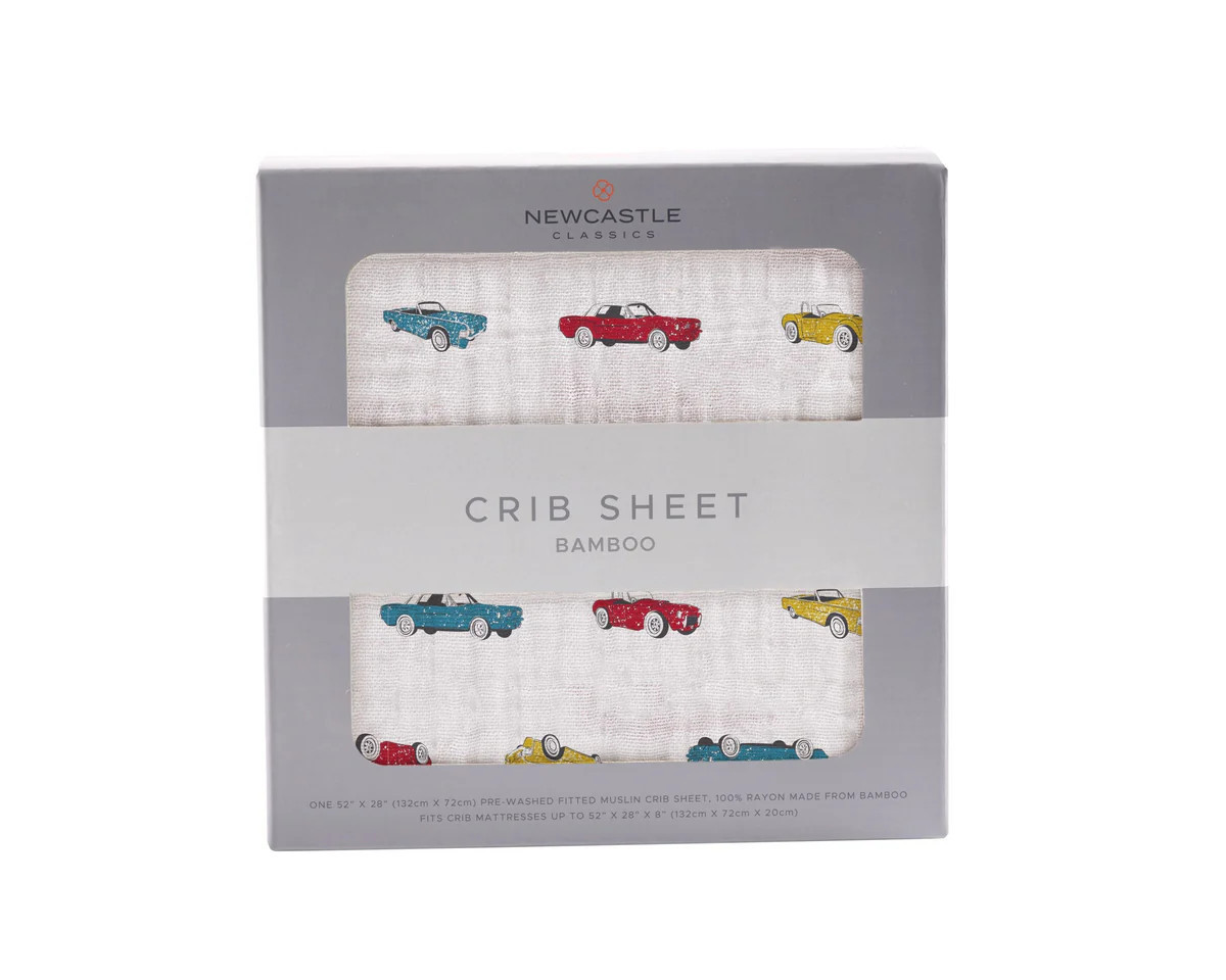 Vintage Muscle Cars Bamboo Muslin Crib Sheet | Newcastle Classics