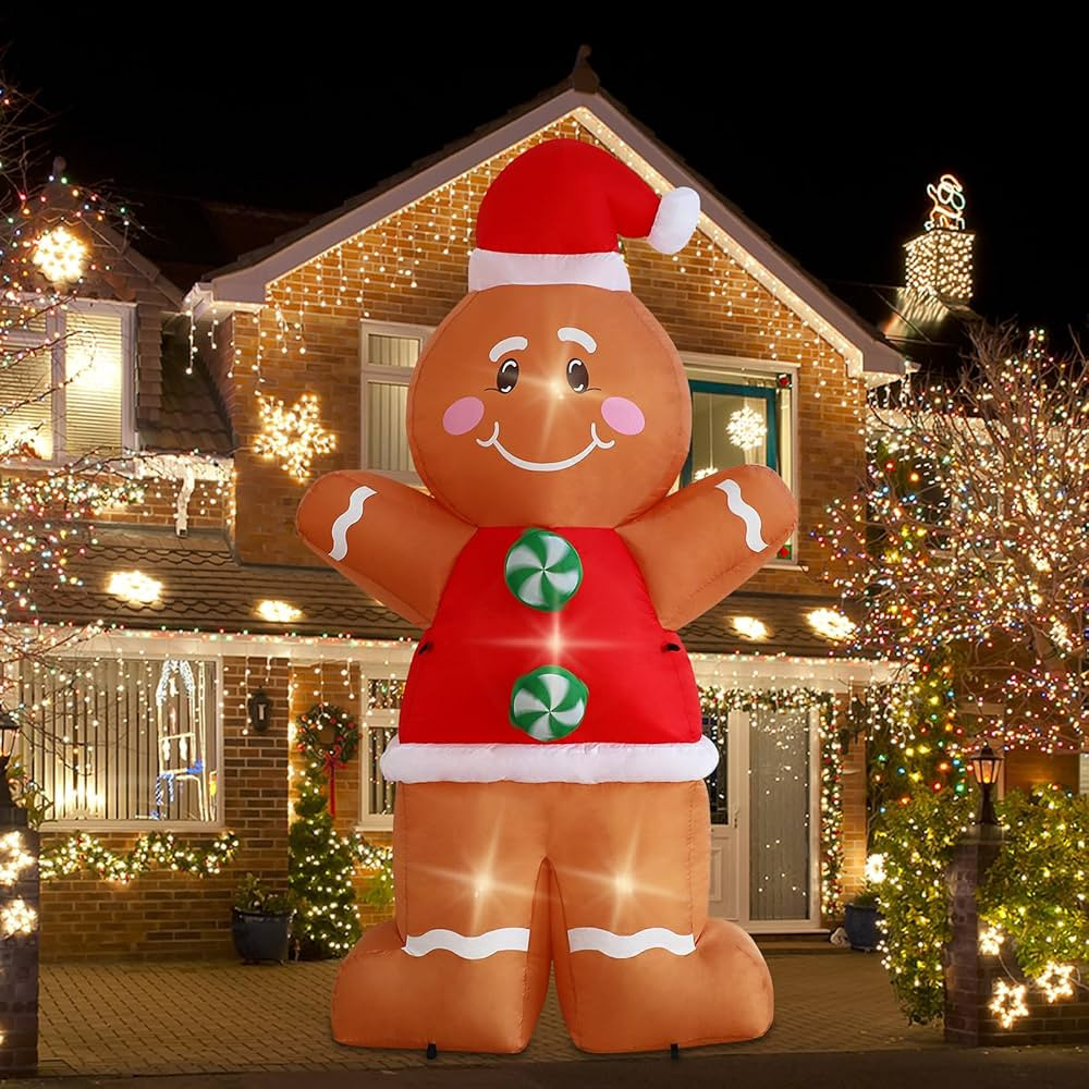 8ft Christmas Inflatable Outdoor Decoration Giant Inflatable Yard Decoration Inflatable Gingerbre... | Amazon (US)