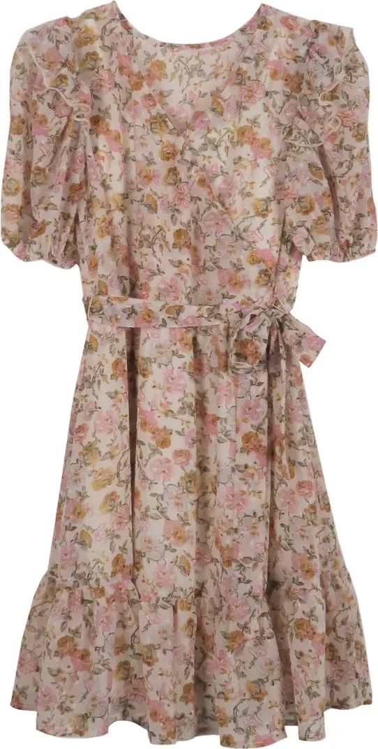 Kids' Floral Short Sleeve Chiffon Dress | Nordstrom Rack