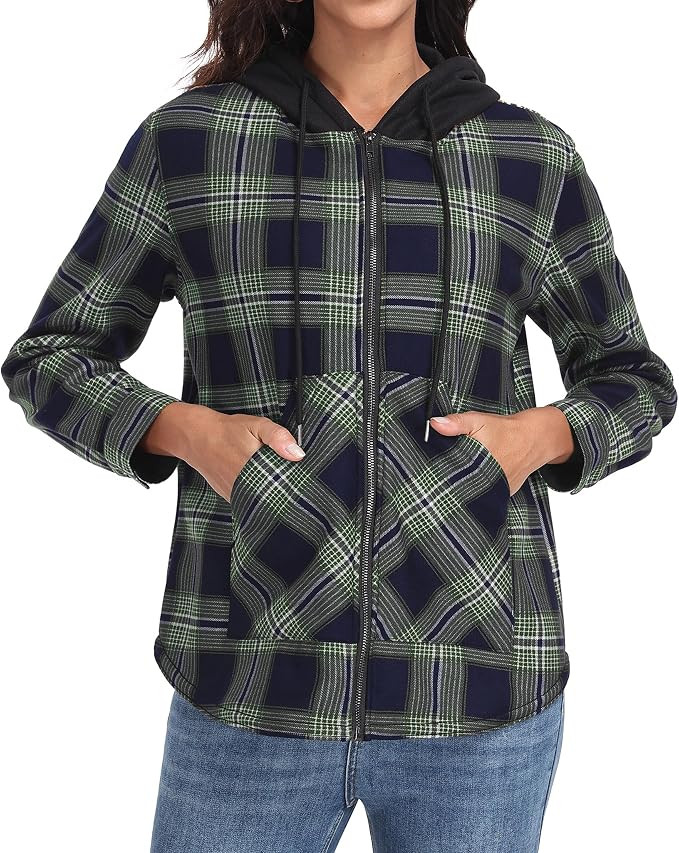 Lepunuo Women's Plaid Jackets Full-Zip Long Sleeve Shirts Jacket Casual Warm Coat Trendy Fall Out... | Amazon (US)