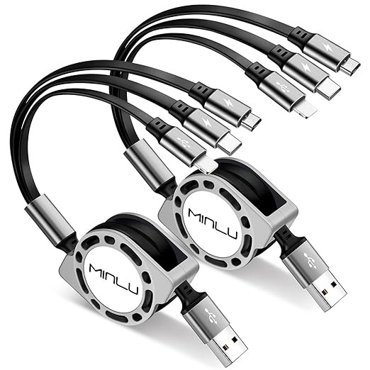 Multi Charging Cable 3A, [2Pack 4ft] Retractable Multi Charging Cord 3 in 1 Fast Charger Cord, Mu... | Amazon (US)