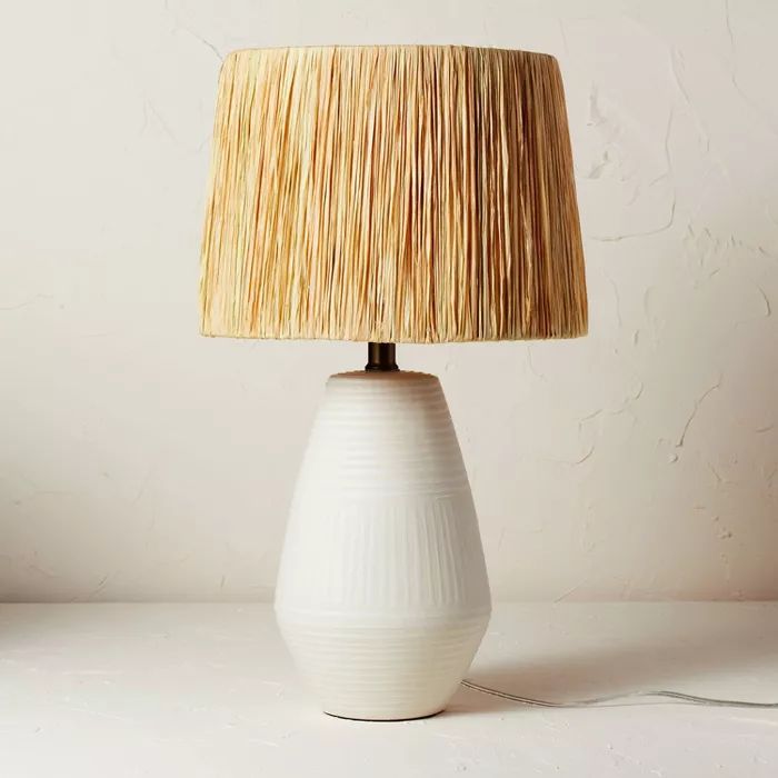 Ceramic Table Lamp with Natural Shade Cream (Includes LED Light Bulb) - Opalhouse&#8482; designed... | Target