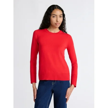 Free Assembly Women s and Women s Plus Cozy Yarn Crewneck Sweater with Long Sleeves. Lightweight Sizes XS-4X | Walmart (US)