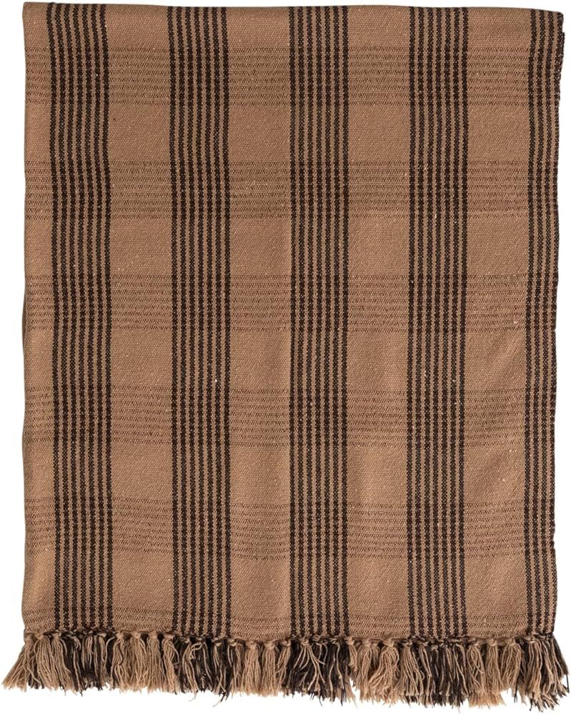 Creative Co-Op Recycled Cotton Throw Blanket, Brown and Tan Plaid | Amazon (US)